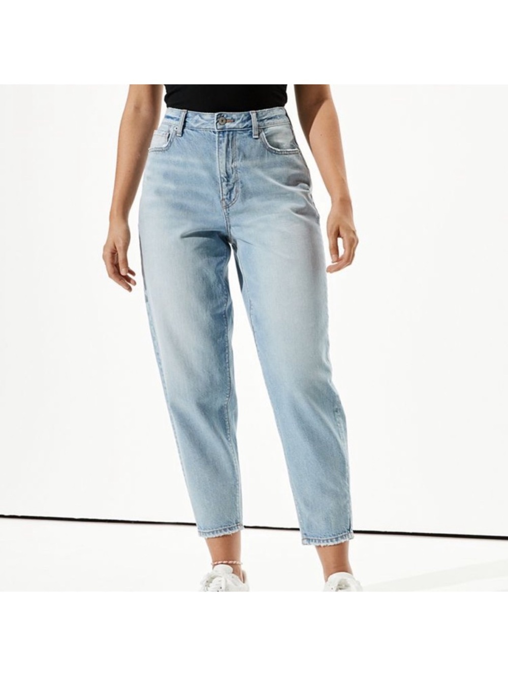 American Eagle Relaxed Mom Jean Denim Light Wash 14 S Short Plus Size